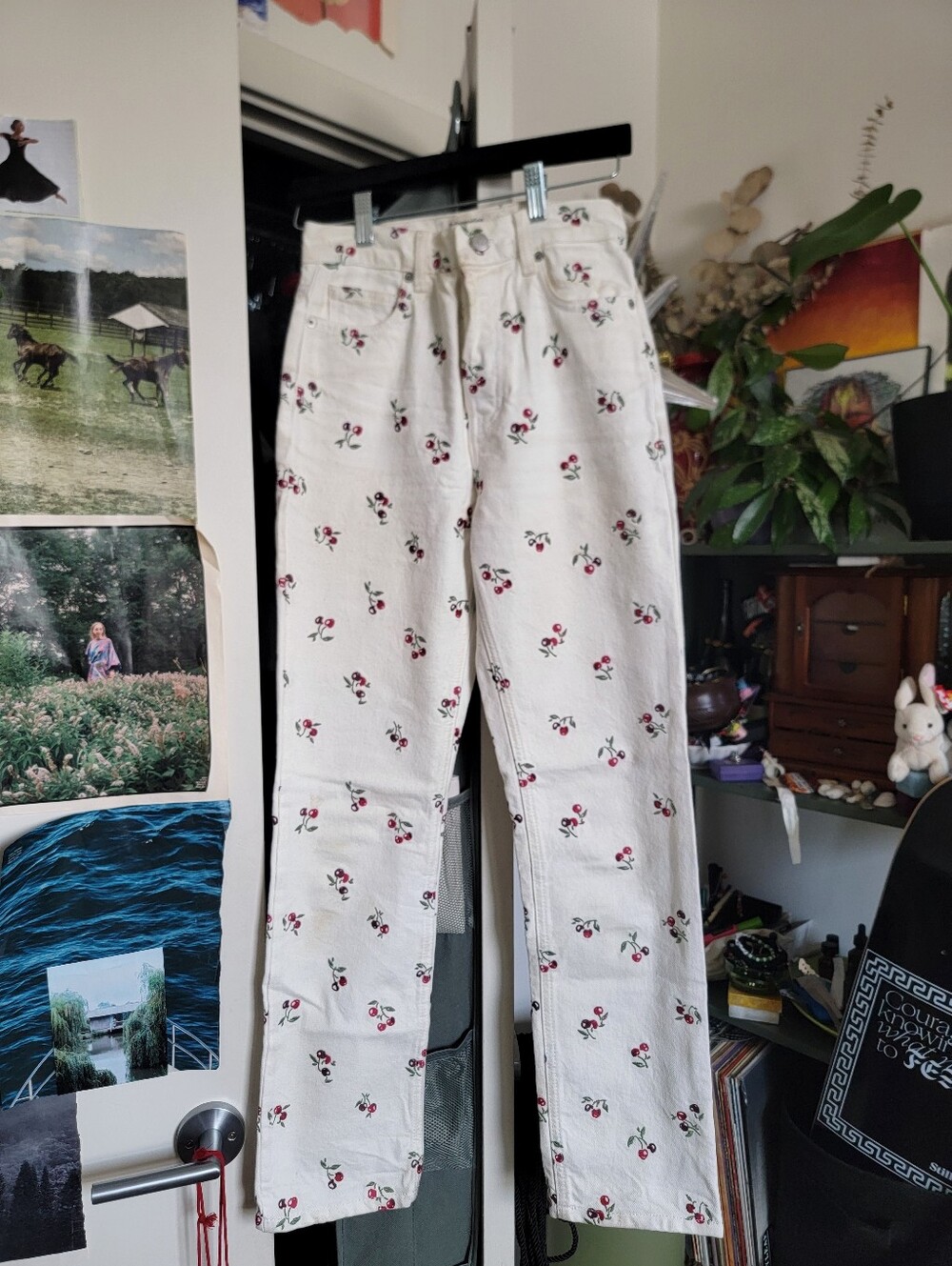 Reformation High-Rise Cherry Embroidered Jeans